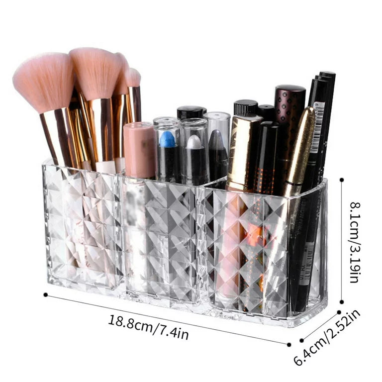 Acrylic Diamond Cut Makeup Brush Organizer