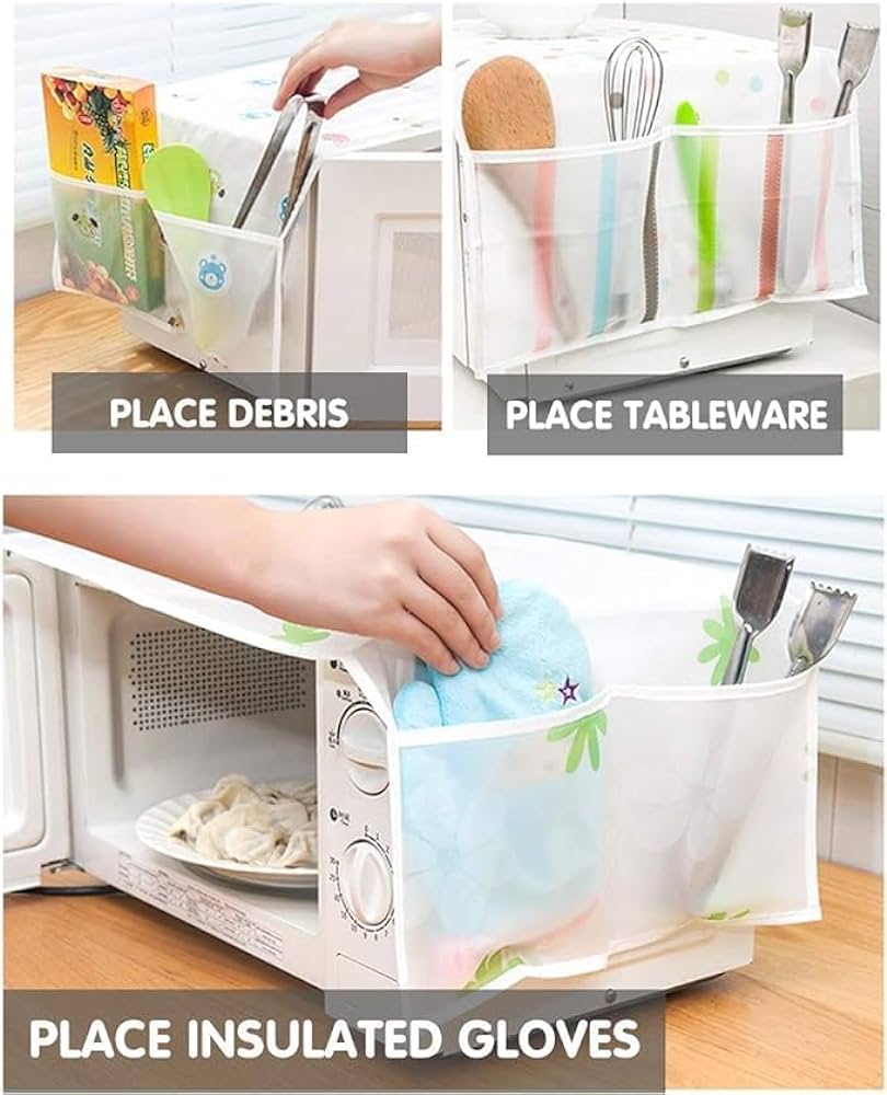 Microwave Oven Cover Dust proof Double Pocket Storage Bag Size 17x45 inches