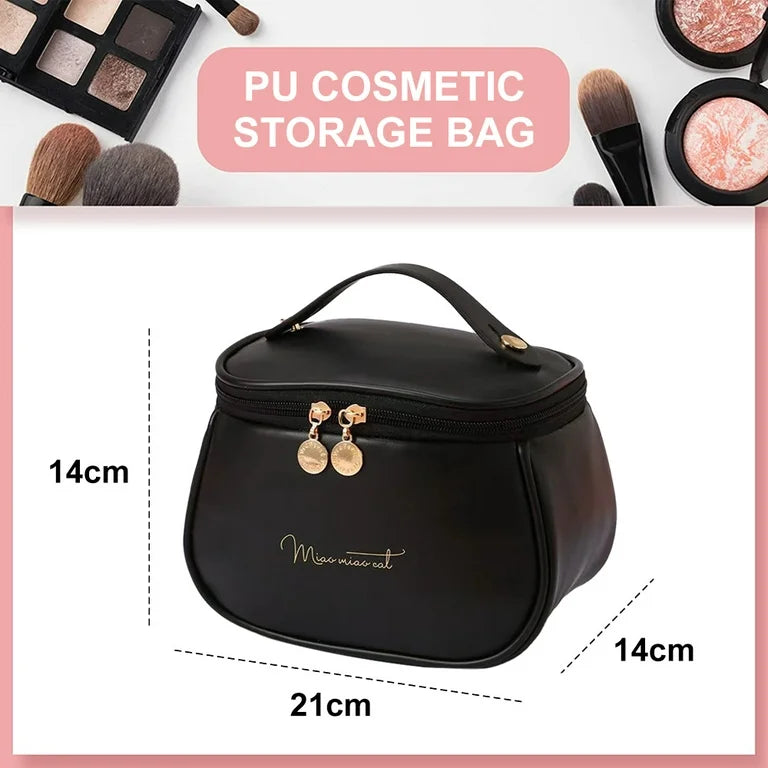 PU Leather Makeup Bag & Organizer With Large Capacity