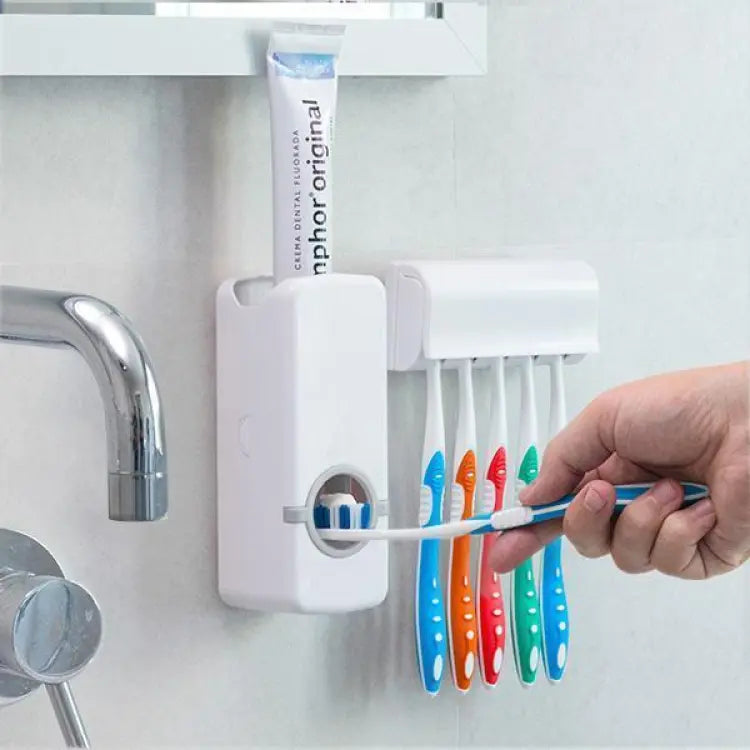 Toothpaste Dispenser Toothbrush Holder