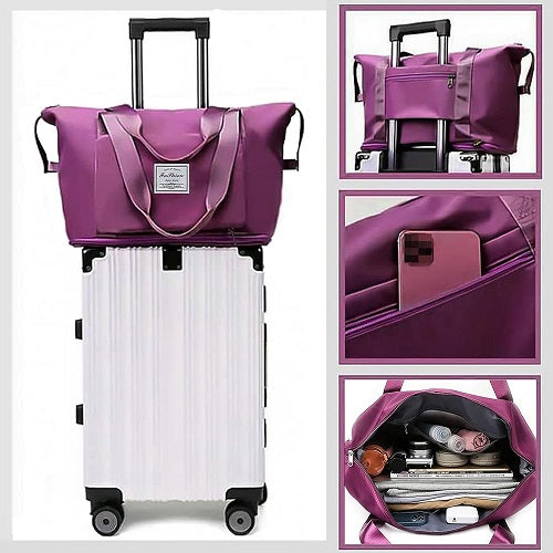 Expandable Travel Bag, Large Capacity Folding Travel Bag, Waterproof Carry Luggage Bag For Woman,