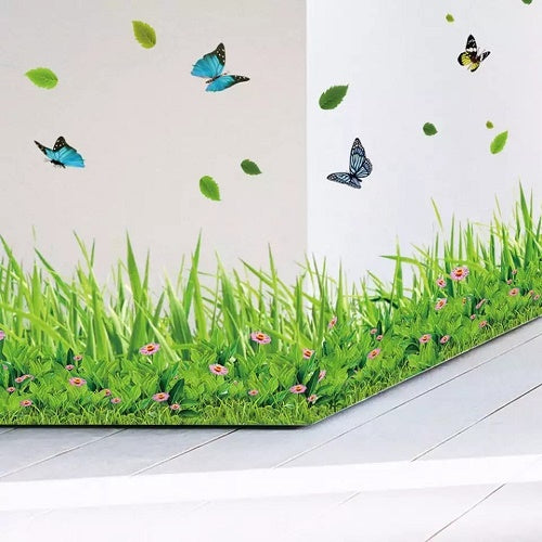 3D Fresh Green Grass Baseboard Wall Stickers