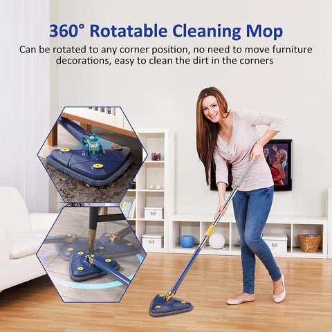 360° Rotatable Adjustable Cleaning Mop Extendable Triangle Mop with Long Handle