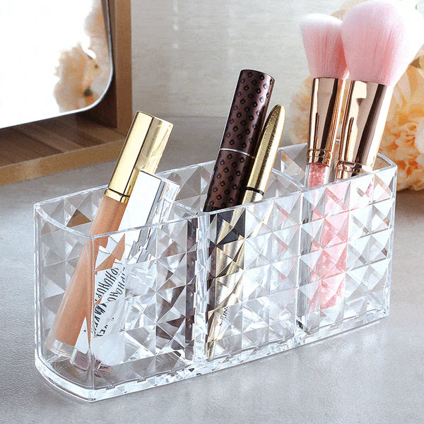 Acrylic Diamond Cut Makeup Brush Organizer