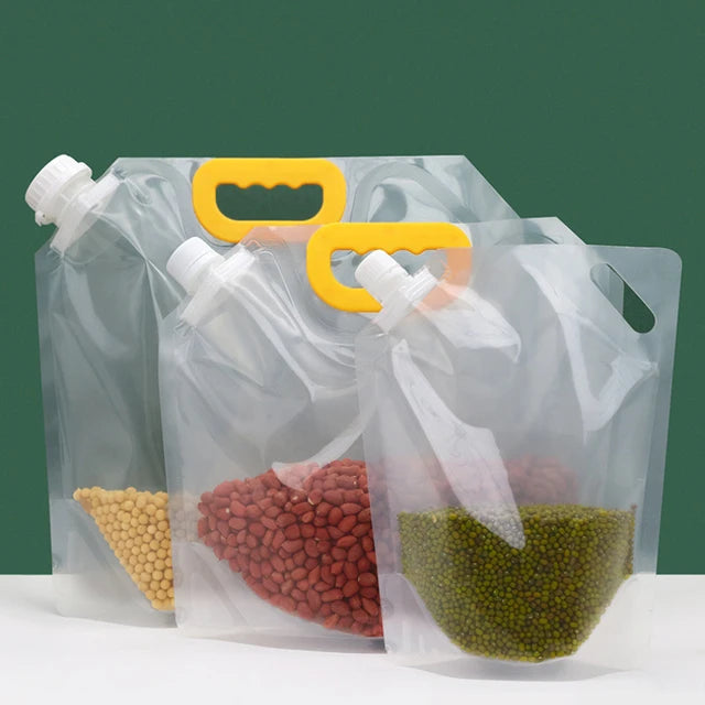 2 Pcs Kitchen Storage Sealed Bag Transparent Whole Grains Packaging Bag (3 Liter)