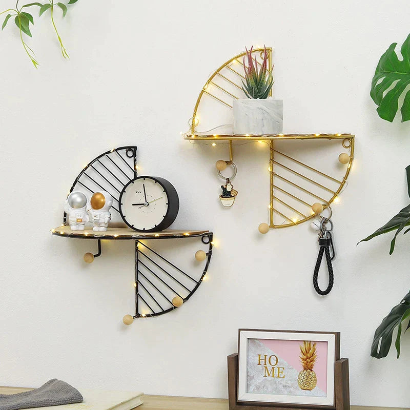 Creative Iron Art Storage Display Shelf Wall Hanging Storage Rack Living Room Decorative Frame Living Room Office Home Accessory