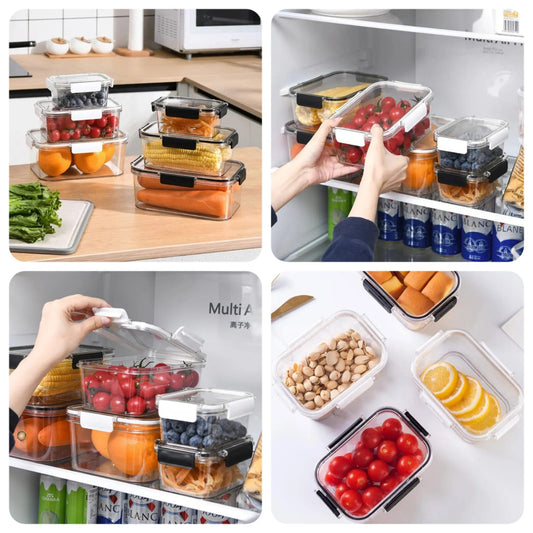 3 Pcs Food Storage Box Fresh-Keeping Box Plastic Food Containers (Premium Quality) Sizes: 570ML, 1200ML, 2400ML.