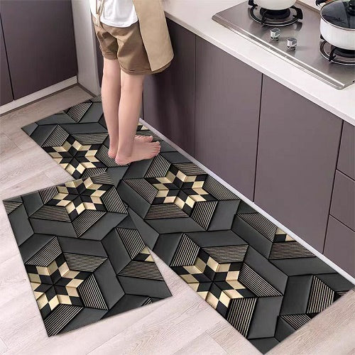 Pack Of 2 Pcs Mat Set Kitchen Floor Mat Non-Slip