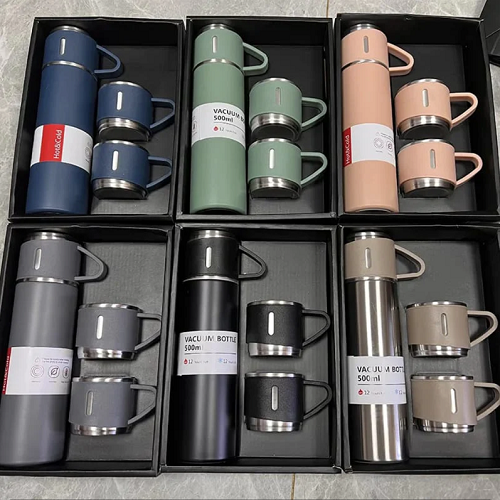 Vacuum Flask Set Stainless Steel Drinking Metal Water Bottle Gift High Quality Vacuum Flask Bottle - 500ml