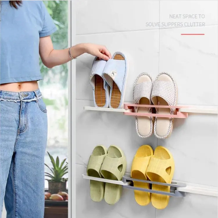 3 In 1 Shoe Holder Foldable Wall Mounted Self Adhesive Foldable Bathroom Wall Slipper Storage Holder