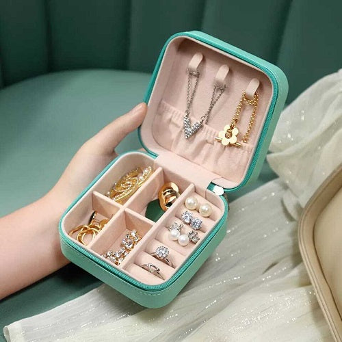 Mini Leather Square Jewellery Box, Luxury Square Cosmetic Box