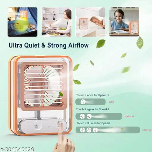 Portable Transparent Crystal Humidifying Spray Decorative Sitting Room Air Cooler Usb Charge Cooling Fan