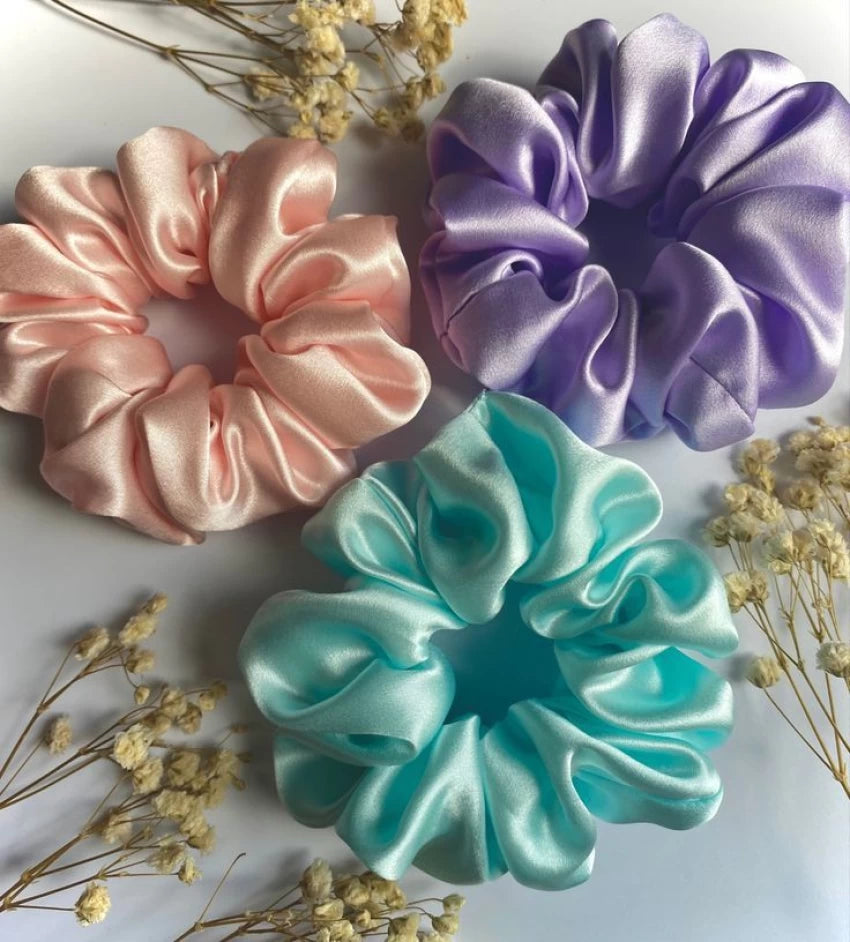 Scrunchies Of Satin Silk Fabric Adjustable Beautiful Looking For Hairs and Hands