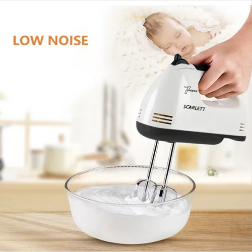 Scarlett 7-Speed Electric Hand Mixer with 4 Pieces Stainless Blender, Egg Cake/Cream Mix, Standard, White