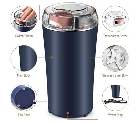 Mini stainless steel Electric Coffee Bean Grinder Portable Grinder Herbs Salt Pepper Spices Nuts Grains Powder Crusher