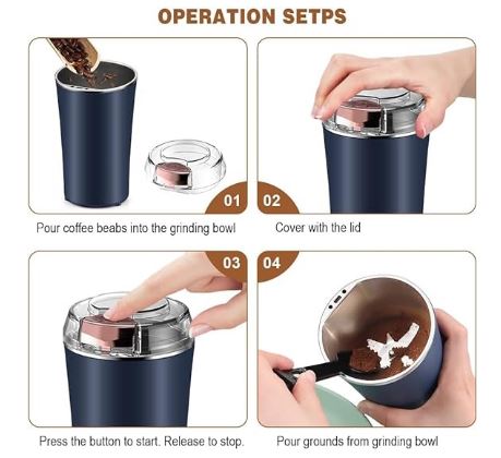 Mini stainless steel Electric Coffee Bean Grinder Portable Grinder Herbs Salt Pepper Spices Nuts Grains Powder Crusher