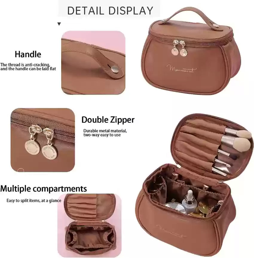 PU Leather Makeup Bag & Organizer With Large Capacity