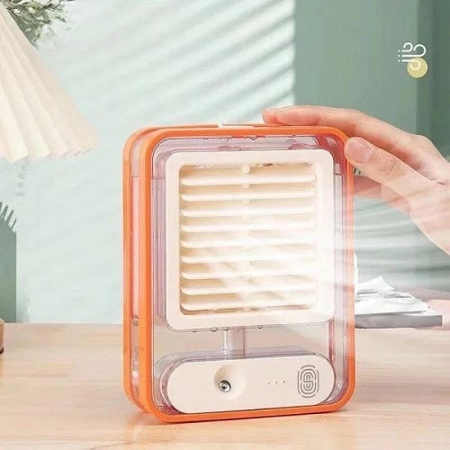 Portable Transparent Crystal Humidifying Spray Decorative Sitting Room Air Cooler Usb Charge Cooling Fan