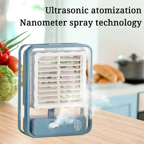 Portable Transparent Crystal Humidifying Spray Decorative Sitting Room Air Cooler Usb Charge Cooling Fan