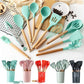 12pcs Silicone Utensil Set With Wooden Handle